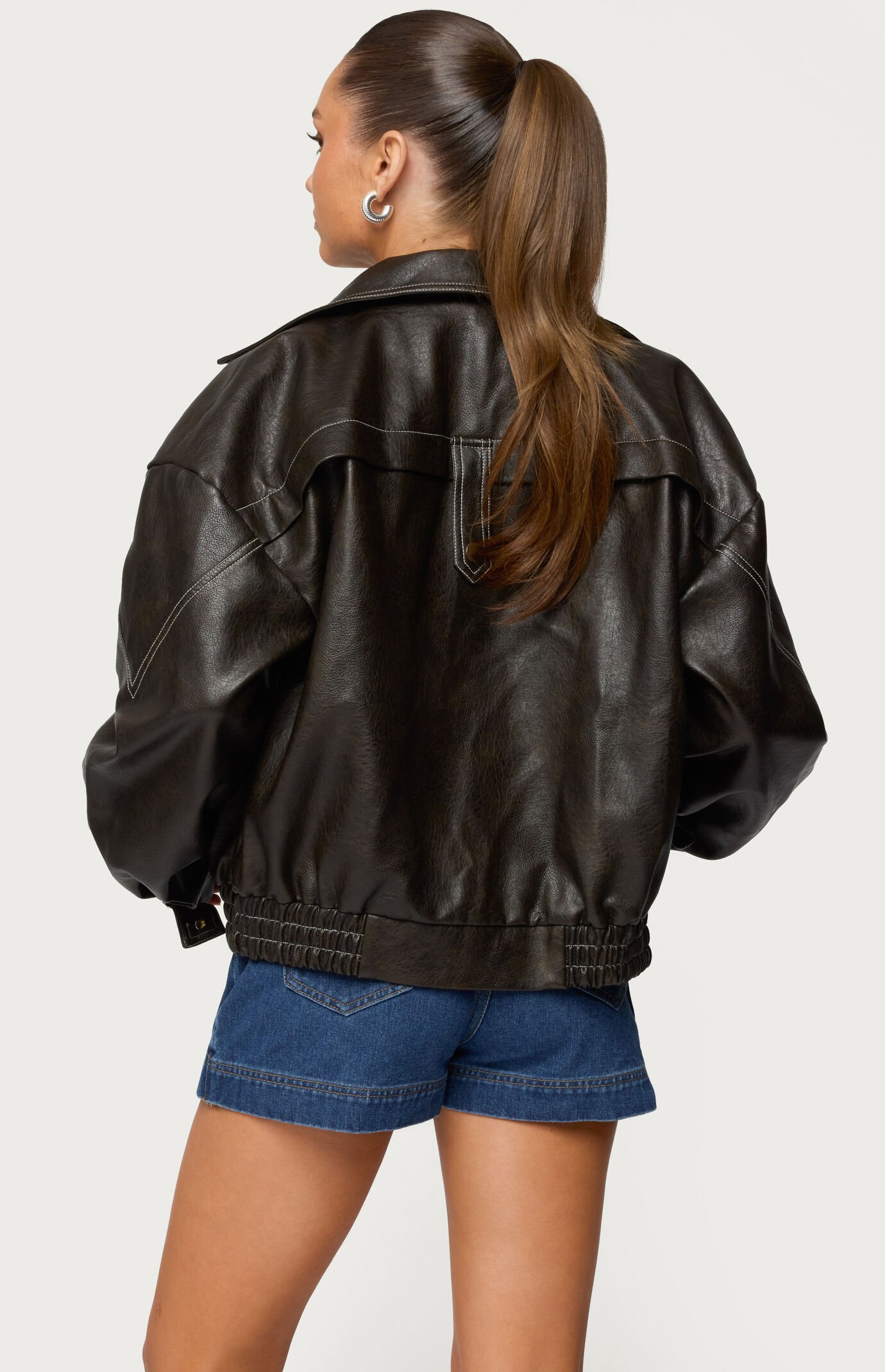 Edikted Jaxson Oversized Faux Leather Bomber Jacket