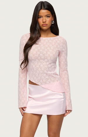 Mare Asymmetric Gem Sheer Lace Top image number 1