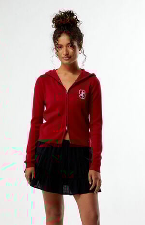 Stanford Cardinal Ribbed Zip Up Hoodie image number 1