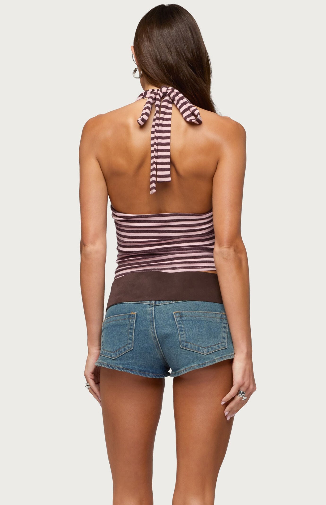 Edikted Jena Striped Layered Halter Top