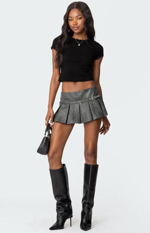 Billi Faux Leather Pleated Mini Skort image number 1