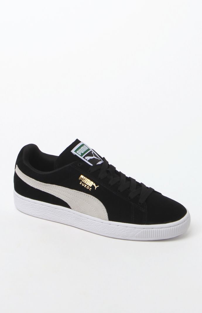 puma suede black and white