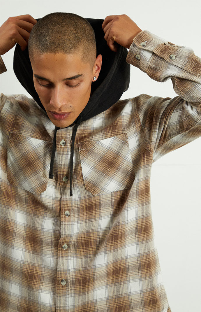PacSun Hooded Plaid Shirt PacSun