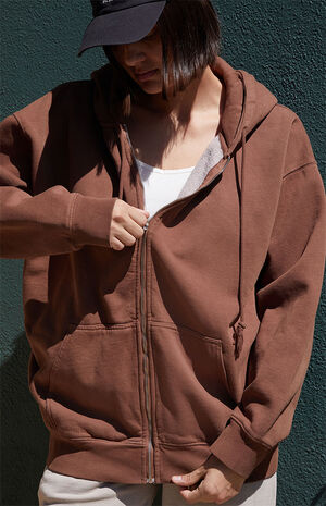 Brown Malibu Full Zip Hoodie image number 3