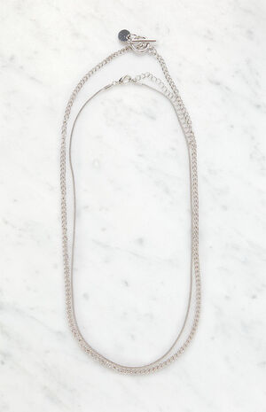 2 Pack Silver Toggle Disc Necklaces image number 3