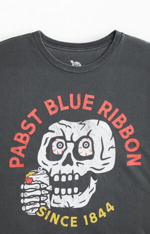 Pabst Blue Ribbon Skull Cropped T-Shirt image number 2
