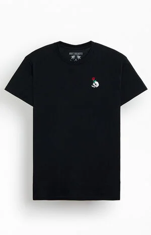 Black Rose Skull Embroidered T-Shirt image number 1