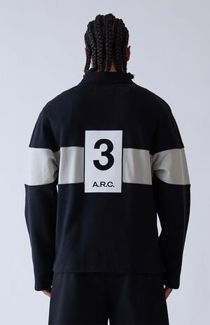 Black Rugby Long Sleeve Polo Shirt image number 4