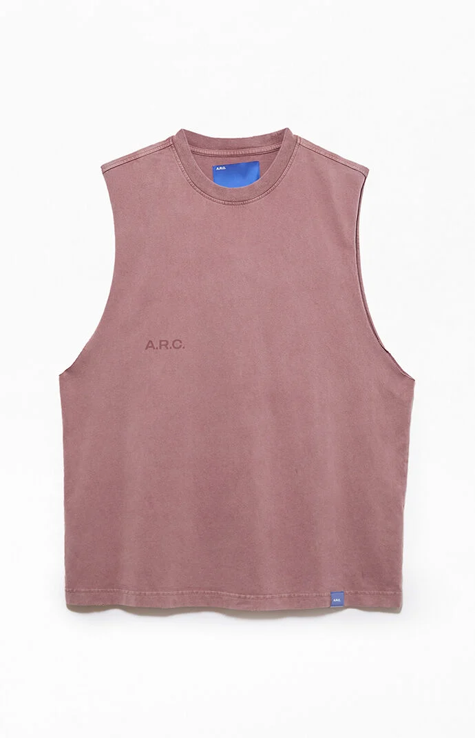 A.R.C. Rose Taupe Vintage Wash Comfort Cut Off Muscle T-Shirt