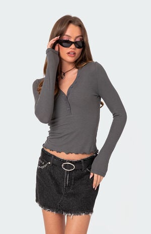 Emerson Button V Neck Top image number 1