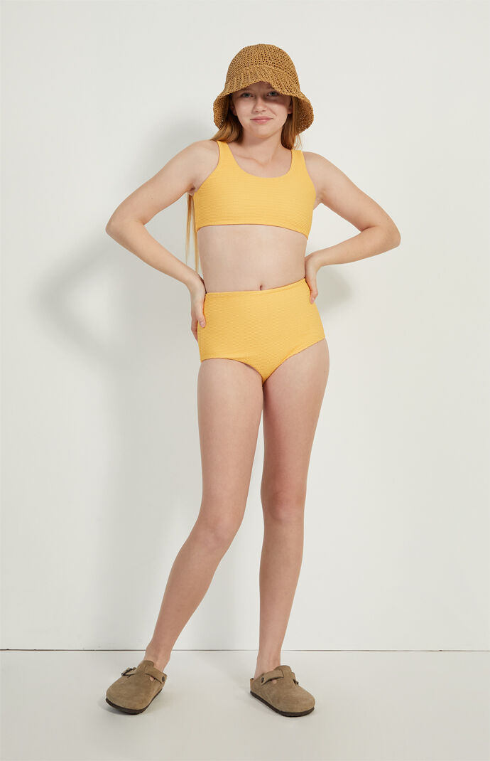 Pacsun Kids Orange Scrunched Bikini Swimsuit Set