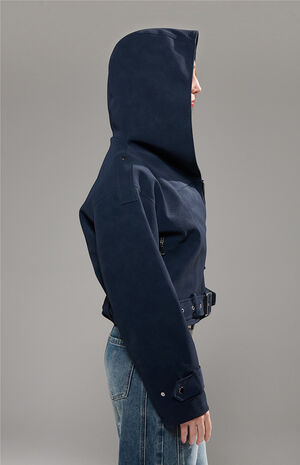 Vanta Navy Cropped Moto Jacket image number 3