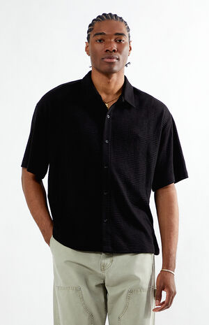 Black Bran Short Sleeve Textured Shirt image number 1