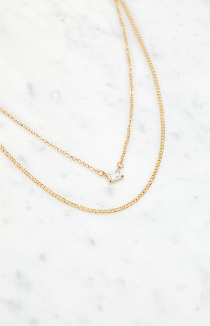 LA Hearts Baguette Layered Necklace | PacSun