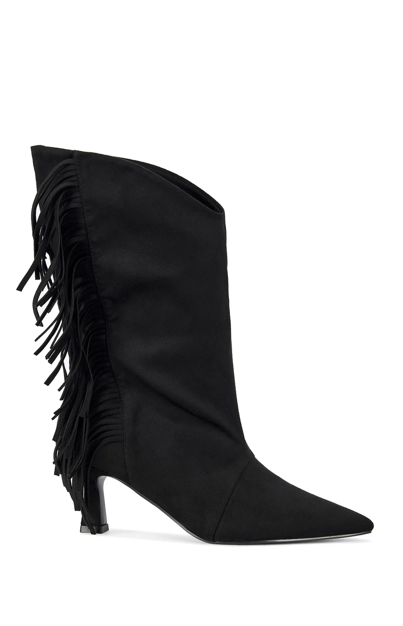 AZALEA WANG Women's Sariah Black Fringe Booties
