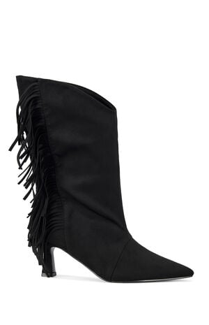 Women's Sariah Black Fringe Booties image number 1