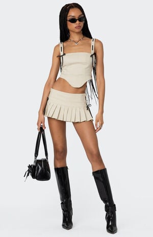 Margaret Pleated Ribbon Bow Mini Skort image number 1