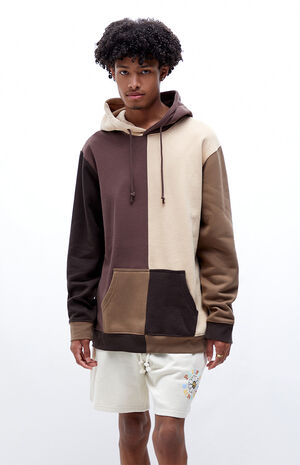 Brown Color Block Hoodie image number 1