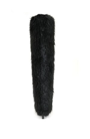 Langleye Black Faux Fur Over The Knee Stiletto Boots image number 3