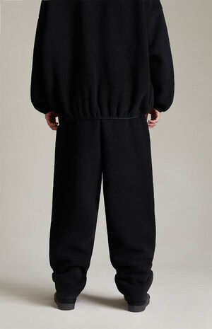 Jet Black Sherpa Polar Fleece Sweatpants image number 6