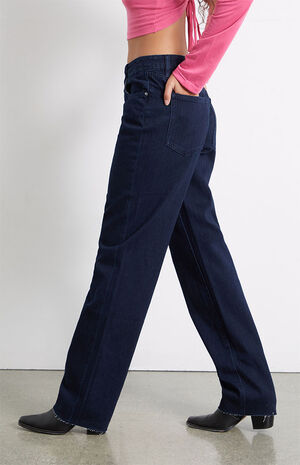 Dark Blue Low Rise Dad Jeans image number 3