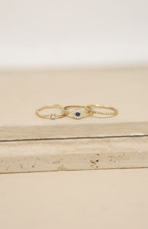 Dainty Crystal Trio Rings image number 2