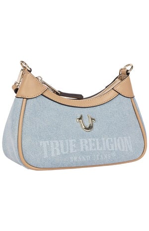 Blair Denim and Faux Leather Shoulder Bag image number 3