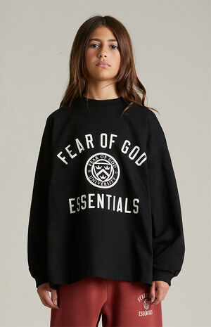 Kids Black University Long Sleeve T-Shirt image number 2