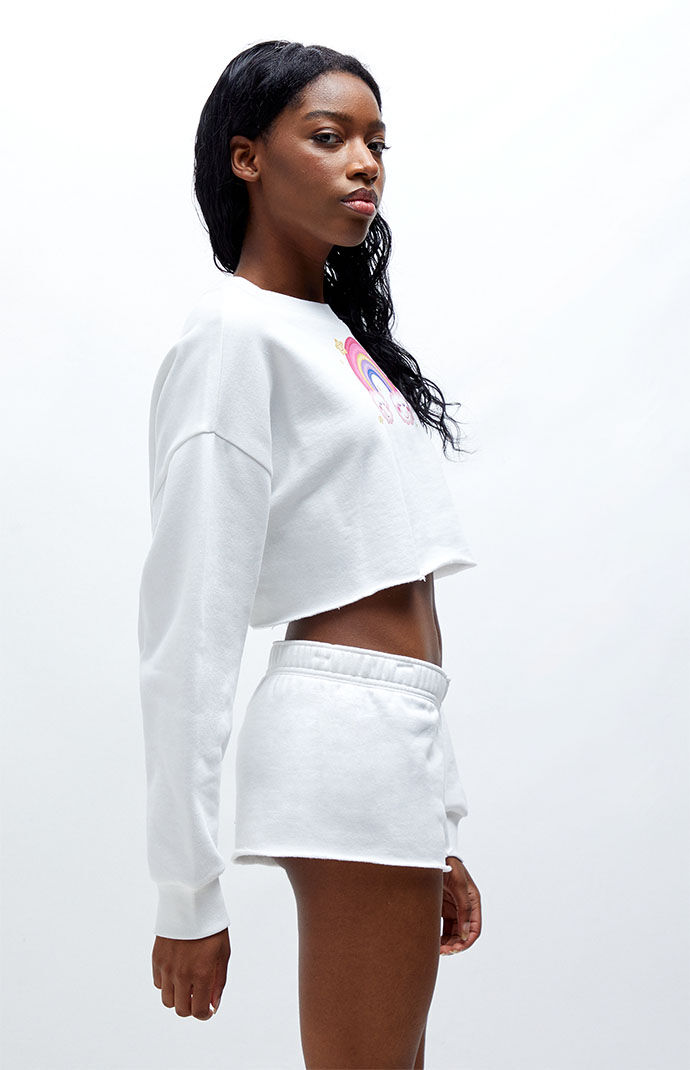 Rainbow crop store top sweatshirt