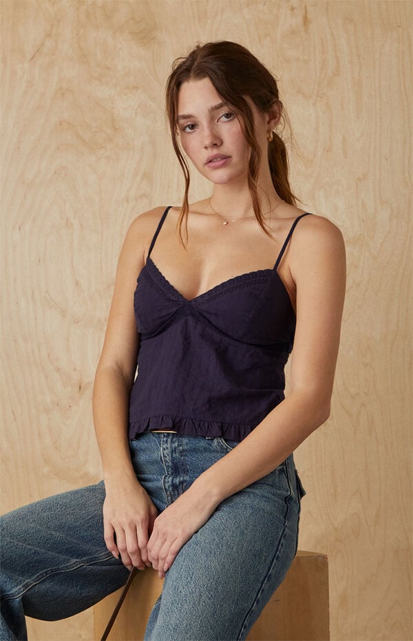 Embroidered Tie Back Babydoll Top