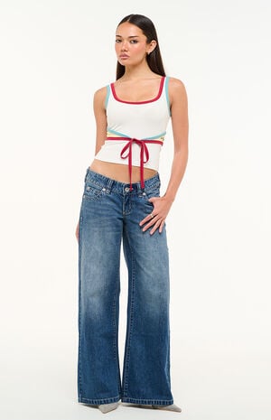 Evelyn 00 Super Low Rise Wide Leg Jeans image number 4