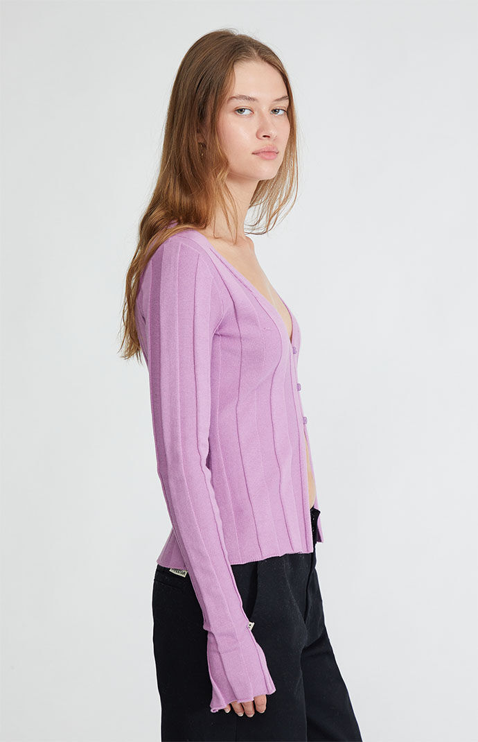 Girl Wide Ribbed Curtain Cardigan | PacSun