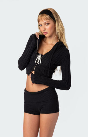 Cable Knit Zip Up Cardigan image number 4