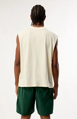 Cream Cut Off Muscle T-Shirt image number 3