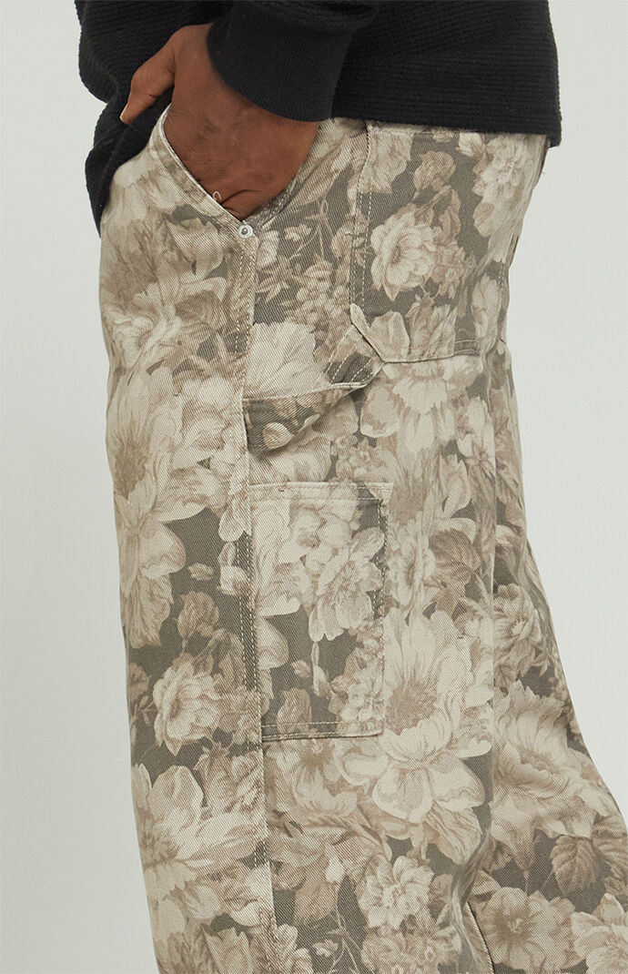 Image: Brown Floral Baggy Carpenter Jeans
