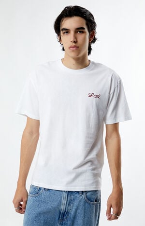 White Cursive LA Embroidered T-Shirt