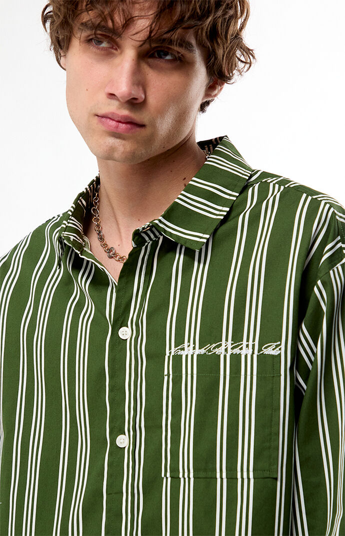 【GREEN】Supima cotton stripe shirt GREEN】Supima cotton stripe shirt 【公式通販】