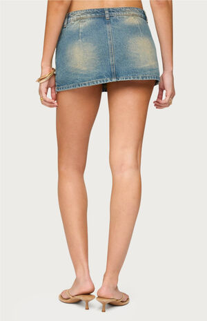 Mixed Buttons Denim Mini Skort image number 3