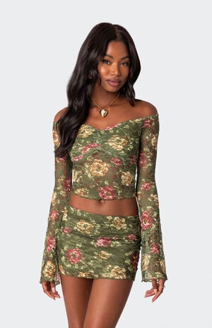 Orchard Printed Sheer Lace Top image number 1