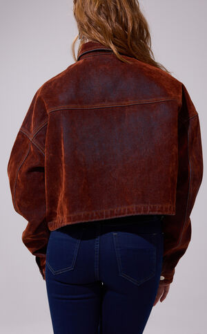 Sampson Burnt Orange Velvet Denim Jacket image number 4