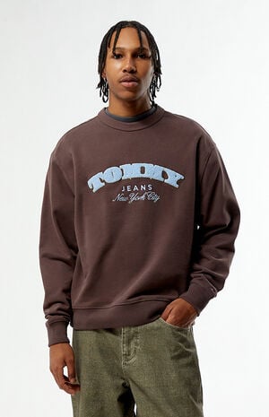 Brown Boucle Font Play Crew Neck Sweatshirt image number 1