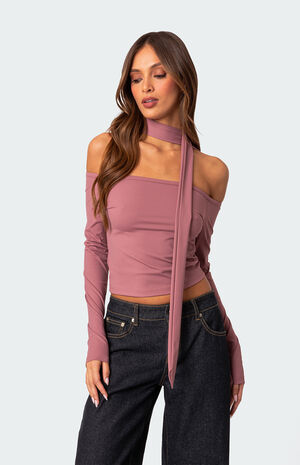 Off Shoulder Two Piece Scarf Top image number 1