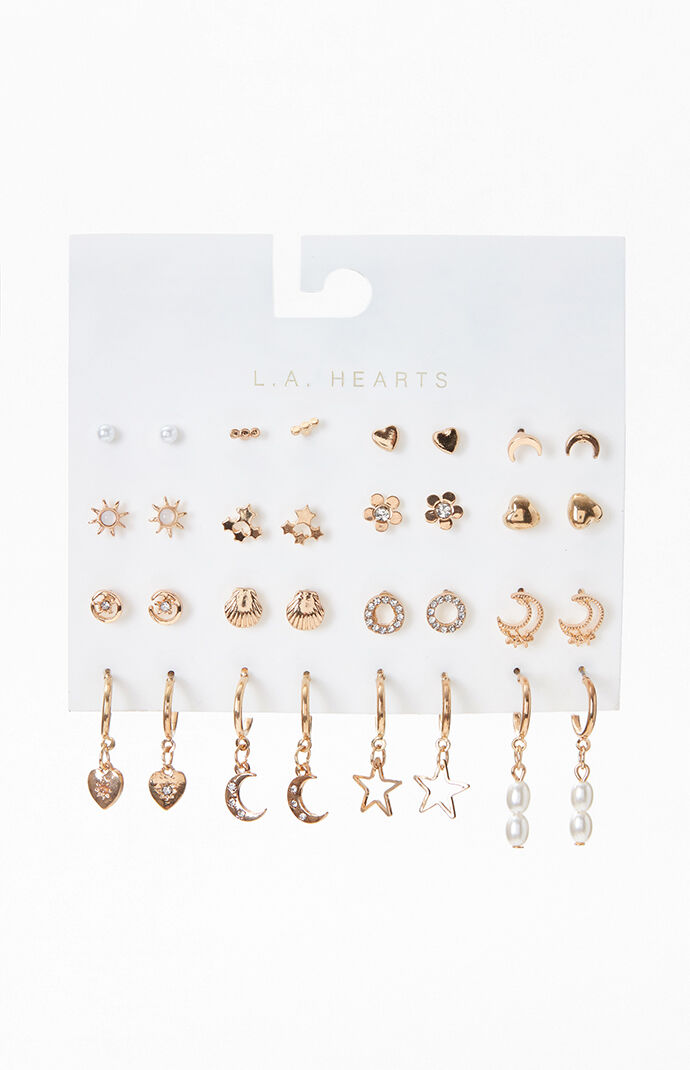 16 Pack Hollow Star Earrings