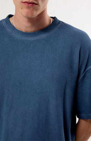 Blue Oil Dye Waffle Knit T-Shirt image number 2