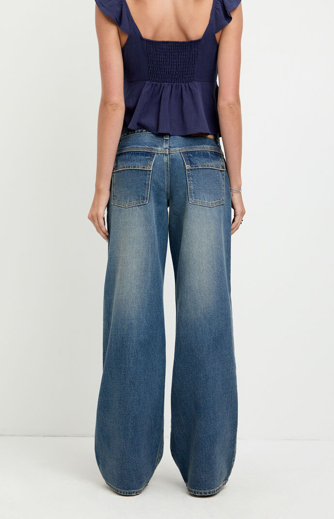 Pacsun Casey Low Rise Baggy Jeans Dark Blue Washed