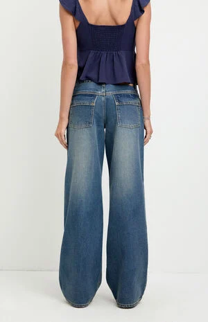 Casey Low Rise Baggy Jeans Dark Blue Washed image number 4