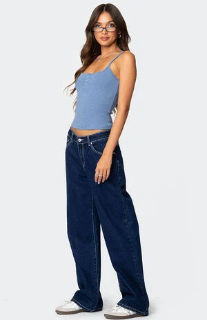 Striped Henley Tank Top image number 4