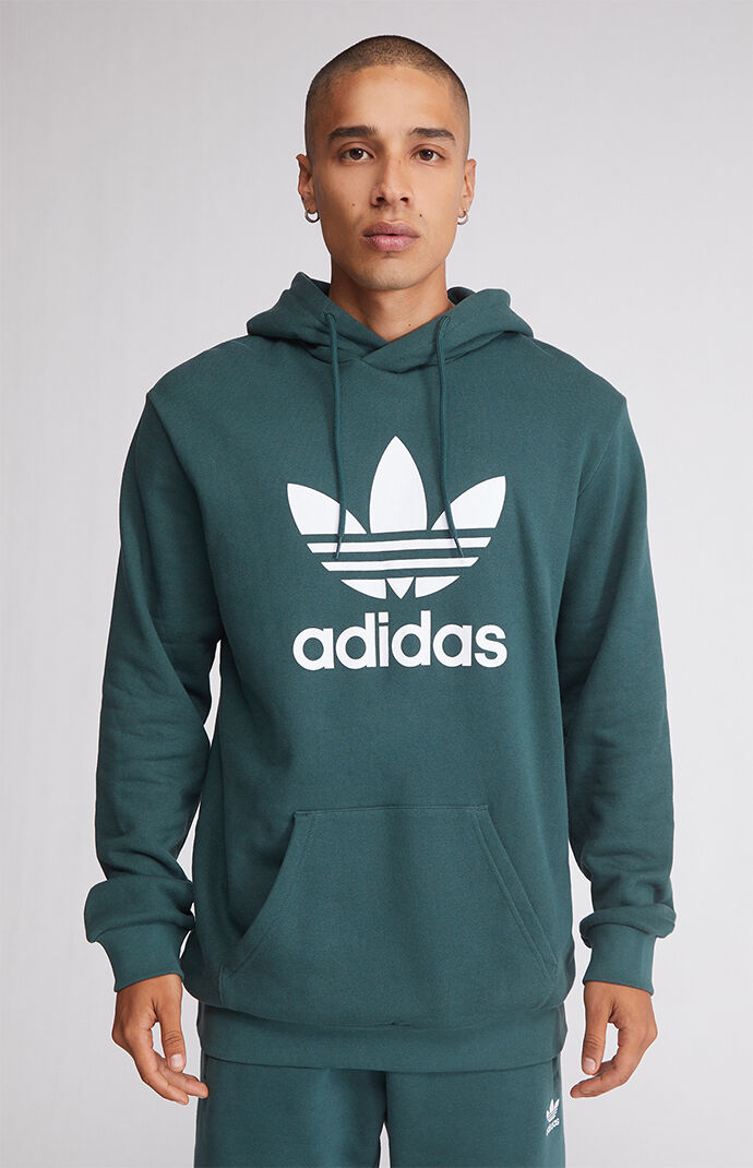 Adidas trefoil discount hoodie olive green