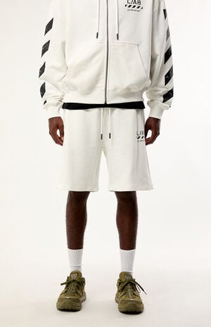 Diagonal Open Hem Jogger Sweat Shorts image number 2