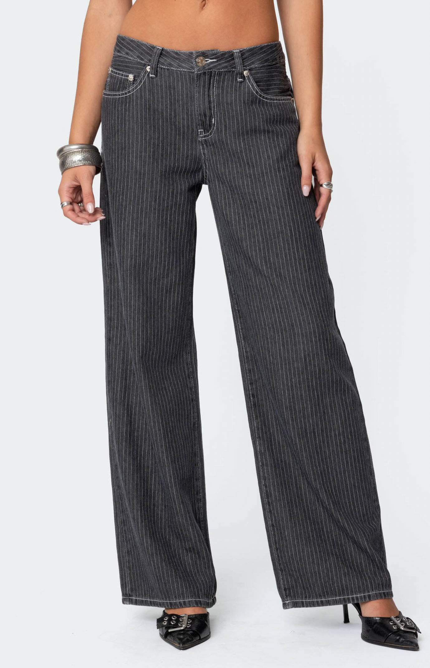 Pacsun white striped jeans on sale